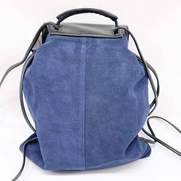 CHRISTOPHER KON Blue Suede Black Leather Backpack  - Picture 3 of 16